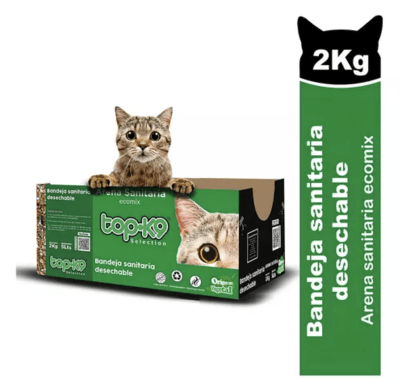 TOP-K9 BANDEJA SANITARIA DESECHABLE + 2 KG DE ARENA SANITARIA ECOMIX