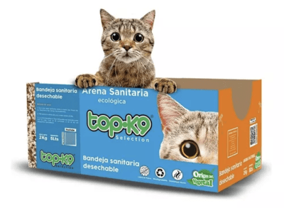 TOP-K9 BANDEJA SANITARIA DESECHABLE + 2 KG DE ARENA SANITARIA ECOLÓGICA1
