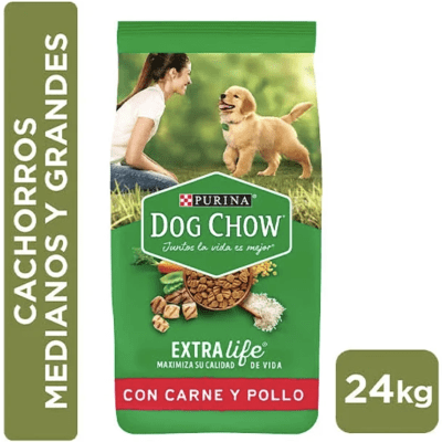 DOG CHOW EXTRA LIFE CARNE Y POLLO PARA CACHORRO MEDIANO Y GRANDE 24kg1