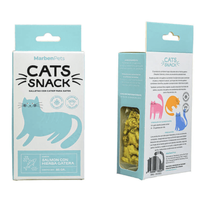 CATS SNACK MARBENPETS CON SABOR SALMÓN Y HIERBA GATERA 80gr1