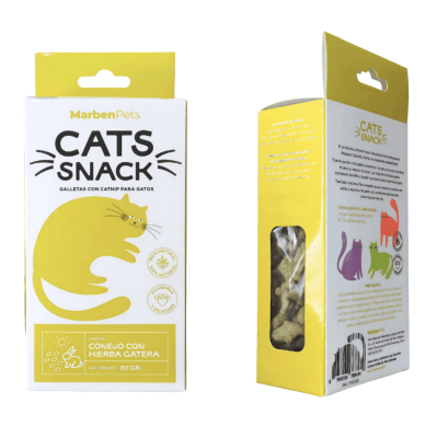 CATS SNACK MARBENPETS CON SABOR CONEJO Y HIERBA GATERA 80gr
