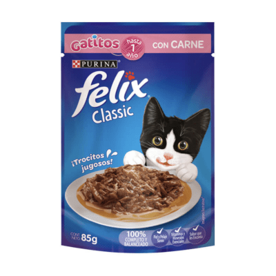 FELIX CLASSIC PARA GATITOS DE HASTA 1 AÑO, SABOR CARNE 85g1