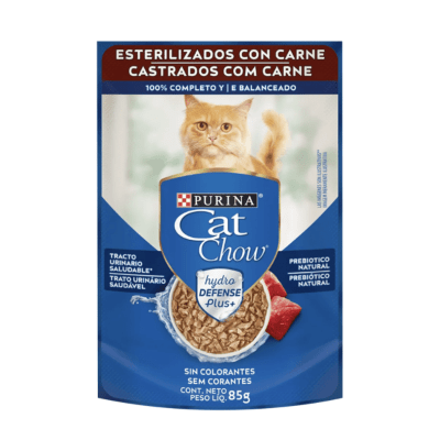 PURINA CAT CHOW SACHET PARA GATOS ESTIRILIZADOS SABOR CARNE 85