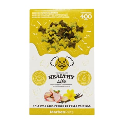 MARBENPETS HEALTHY LIFE GALLETAS PARA PERRO SABOR POLLO VAINILLA 400grs1