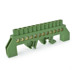 BARRA BRONCE AISLADA RIEL DIN VERDE 12 POLOS