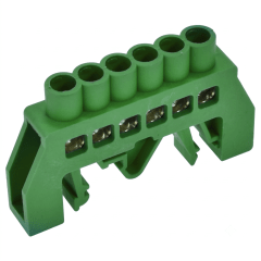 BARRA BRONCE AISLADA RIEL DIN VERDE 6 POLOS