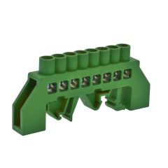 BARRA BRONCE AISLADA RIEL DIN VERDE 8 POLOS