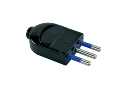 ENCHUFE MACHO VOLANTE 10A 2P+T NEGRO LEXO