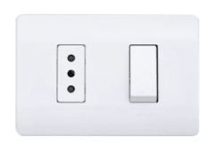 INTERRUPTOR SIMPLE 9/12 + ENCHUFE 10A ARMADO GENESIS  250V - BLANCO