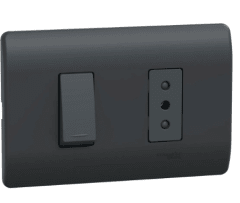 INTERRUPTOR SIMPLE 9/12 + ENCHUFE 10A ARMADO GENESIS BLACK  250V - NEGRO  Schneider Electric