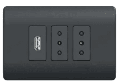 ENCHUFE DOBLE 10A + TOMA USB ARMADO GENESIS BLACK - NEGRO SCHNEIDER ELECTRIC
