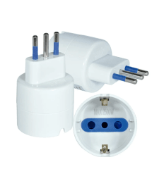 ADAPTADOR SHUKO CON PROTECCION 2P+T 10A BLANCO LEXO