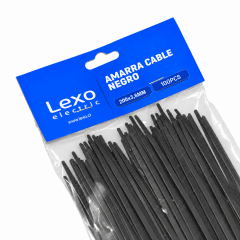 AMARRA CABLE NEGRO 200X3,6MM BOLSA 100 UNIDADES LEXO