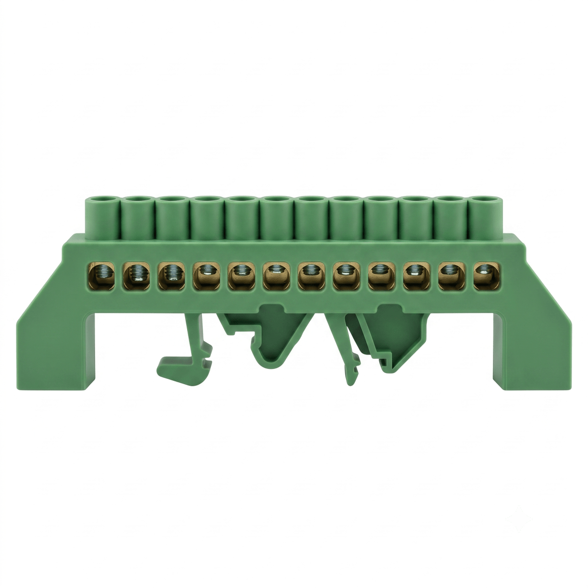 BARRA BRONCE AISLADA RIEL DIN VERDE 12 POLOS2