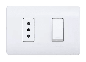 INTERRUPTOR SIMPLE 9/12 + ENCHUFE 10A ARMADO GENESIS  250V - BLANCO1