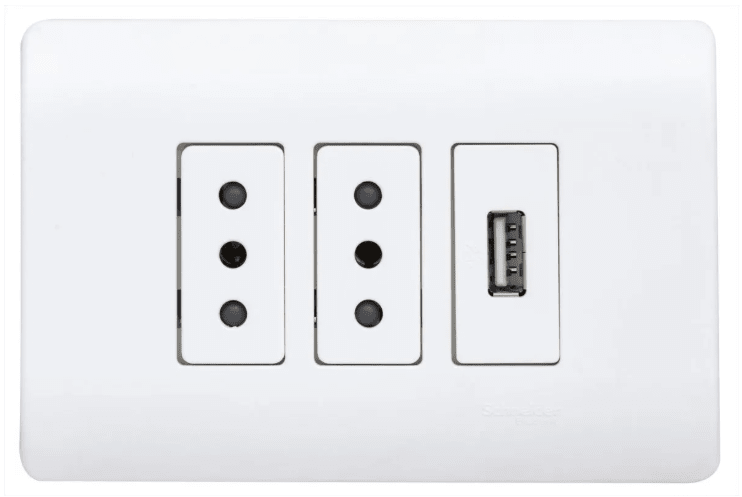 ENCHUFE DOBLE 10A + TOMA USB ARMADO GENESIS - BLANCO  Schneider Electric1