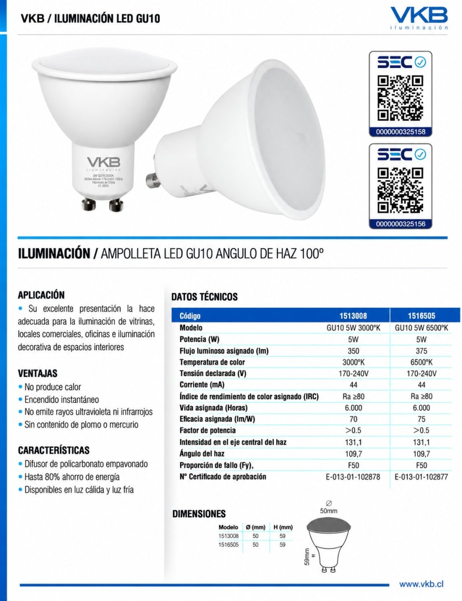 AMPOLLETA LED GU10 5W 3000K3