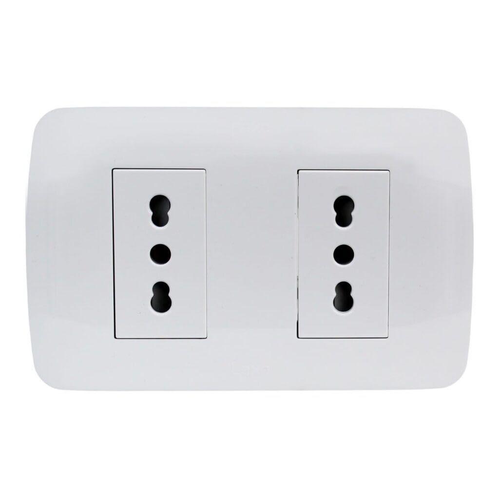 TOMA CORRIENTE DOBLE 10A MAS 10/16A 250V BLANCO ARMADO1