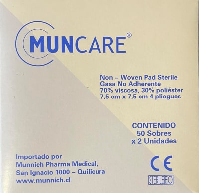 Gasa Estéril No Tejida 7,5 x 7,5 Cm Muncare1