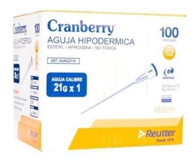 aguja hipodérmica 21 g x 11