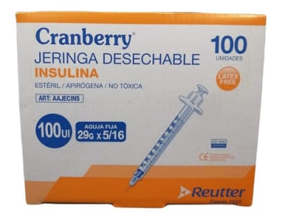 Jeringa Insulina 100 UI Con Aguja de 29g x 5/16                  