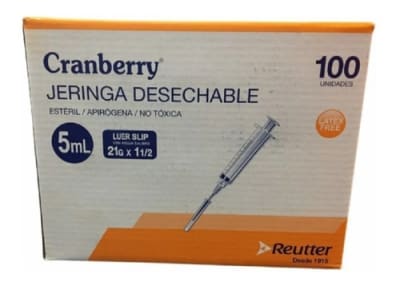 Jeringa 5 ML Luer Slip Con Aguja de 21g x 1 1/2                 1