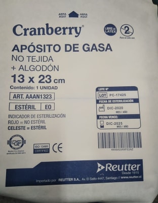 Apósito de gasa no tejida + algodón 13x23 cm