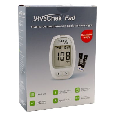 Glucómetro Vivacheck FAD Kit Completo