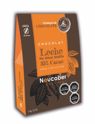 Chocolate con leche 35% cacao Sin azúcar Neucober 1kg.