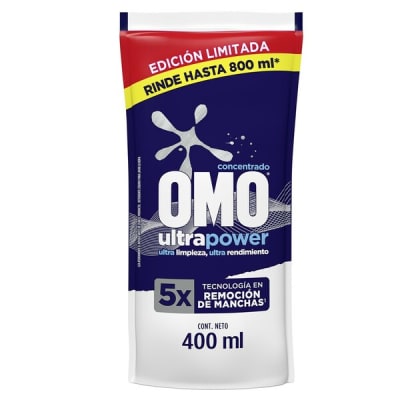 CAJA DETERGENTE LIQUIDO OMO DOYPACK MULTIACCION 400 ML 15 UND1