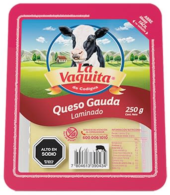 QUESO GAUDA LAMINADO LA VAQUITA 250GR1
