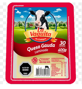 CAJA QUESO GAUDA LAMINADO LA VAQUITA 400G 25U1