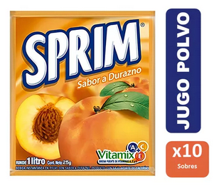 CAJA JUGO EN POLVO SPRIM DURAZNO 10UND1