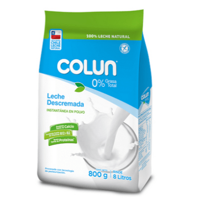 CAJA LECHE EN POLVO DESCREMADA COLUN 800GR 12U1