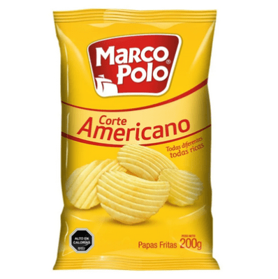 CAJA PAPAS FRITAS MARCO POLO CORTE AMERICANO 200G 12U1