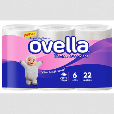 MANGA PAPEL HIGIENICO OVELLA 6 ROLLOS 22 MTS 8U1