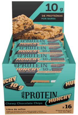 DISPLAY BARRA PROTEIN WILD MUNCHY CHOCOLATE CHIPS 30GR 16U1