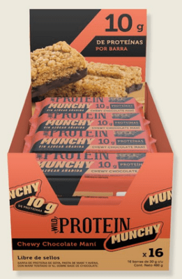 DISPLAY BARRA PROTEIN WILD MUNCHY CHOCOLATE MANI 30GR 16U1