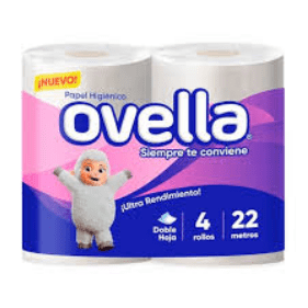MANGA PAPEL HIGIENICO OVELLA 4 ROLLOS 22 MTS 12U1