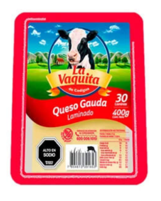 QUESO GAUDA LAMINADO LA VAQUITA 400G1