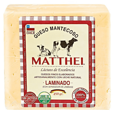 QUESO LAMINADO MANTECOSO MATTHEI 250G1