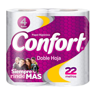 MANGA PAPEL HIGIENICO CONFORT DOBLE HOJA 22MTS 4 ROLLOS 12 UNIDADES1