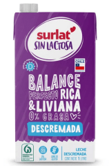 CAJA LECHE SURLAT SIN LACTOSA DESCREMADA 1LT 6 UNIDADES