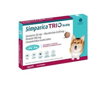 ZOETIS SIMPARICA TRIO 10 A 20 KG