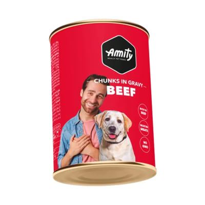 AMITY CHUNKS BEEF ADULT DOG WET FOOD LATA