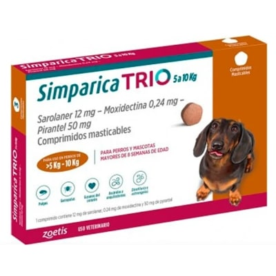 ZOETIS SIMPARICA TRIO 5 A 10 KG