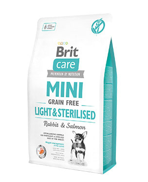 BRIT CARE MINI LIGHT & STERILISED RABBIT & SALMON