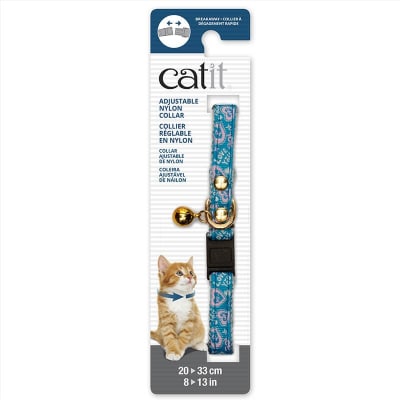 CATIT COLLAR ADJUST AZUL CORAZONES ROSA1