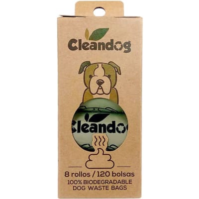 CLEANDOG 8 ROLLOS BOLSAS BIODEGRADABLES 120 BOLSA1