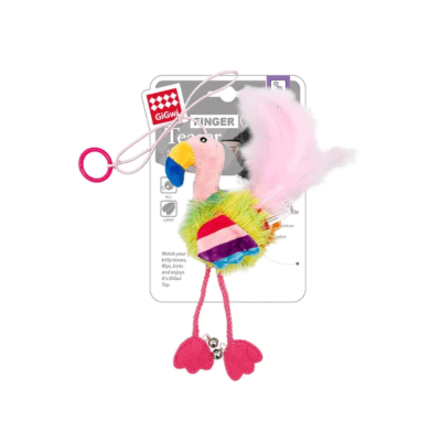 GIGWI FINGER TEASER CATNIP BELL PAJARO ROSADO1